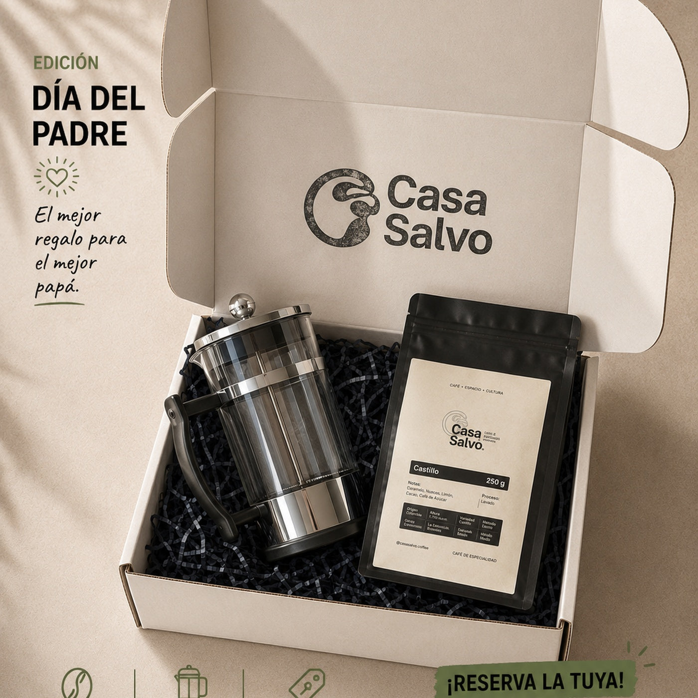 Café de Especialidad Colombia Castillo + Cafetera Prensa Francesa